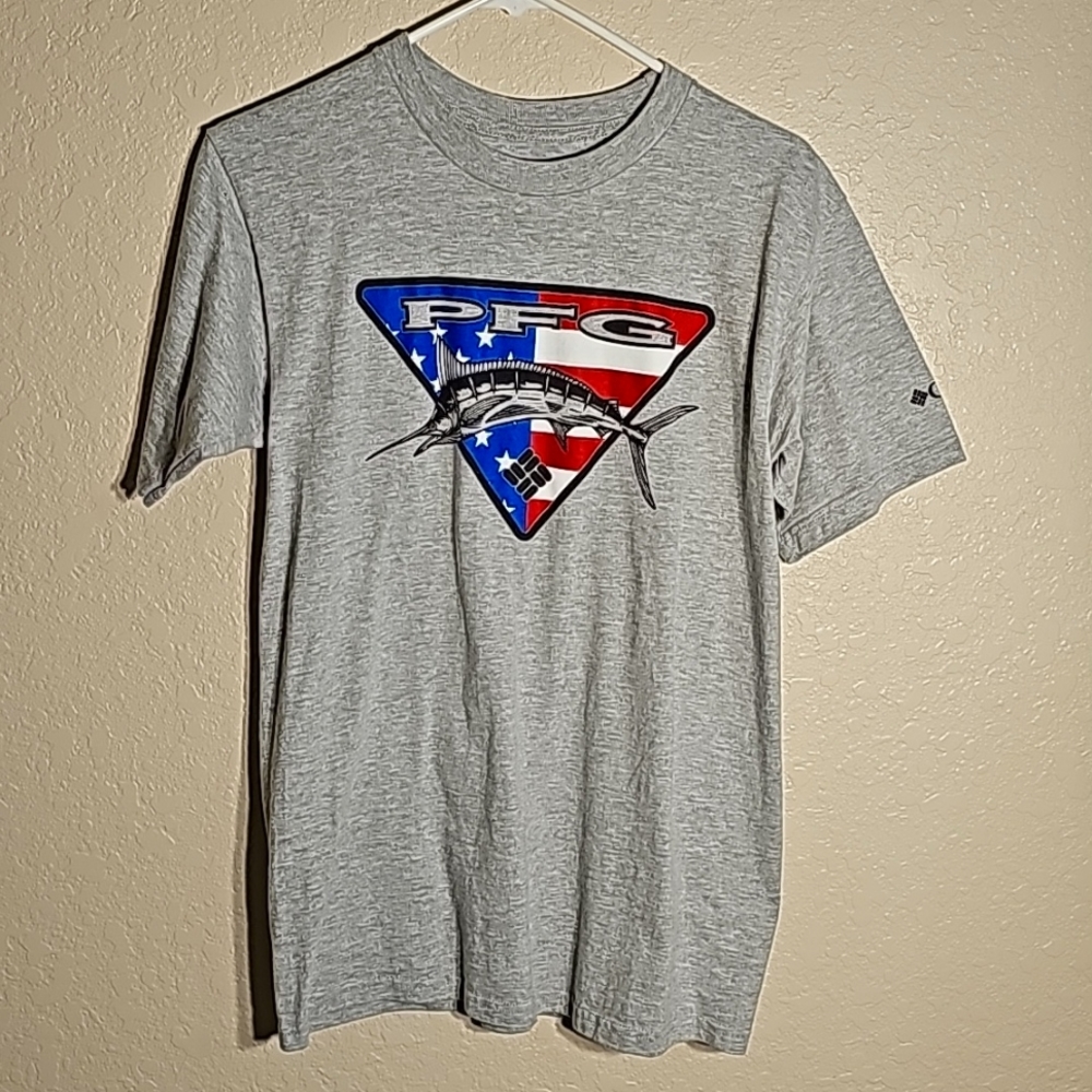 Columbia PFG Marlin US Flag T-Shirt Medium